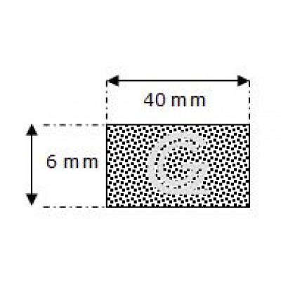 Rechthoekig mosrubber snoer | 6 x 40 mm | rol 25 meter